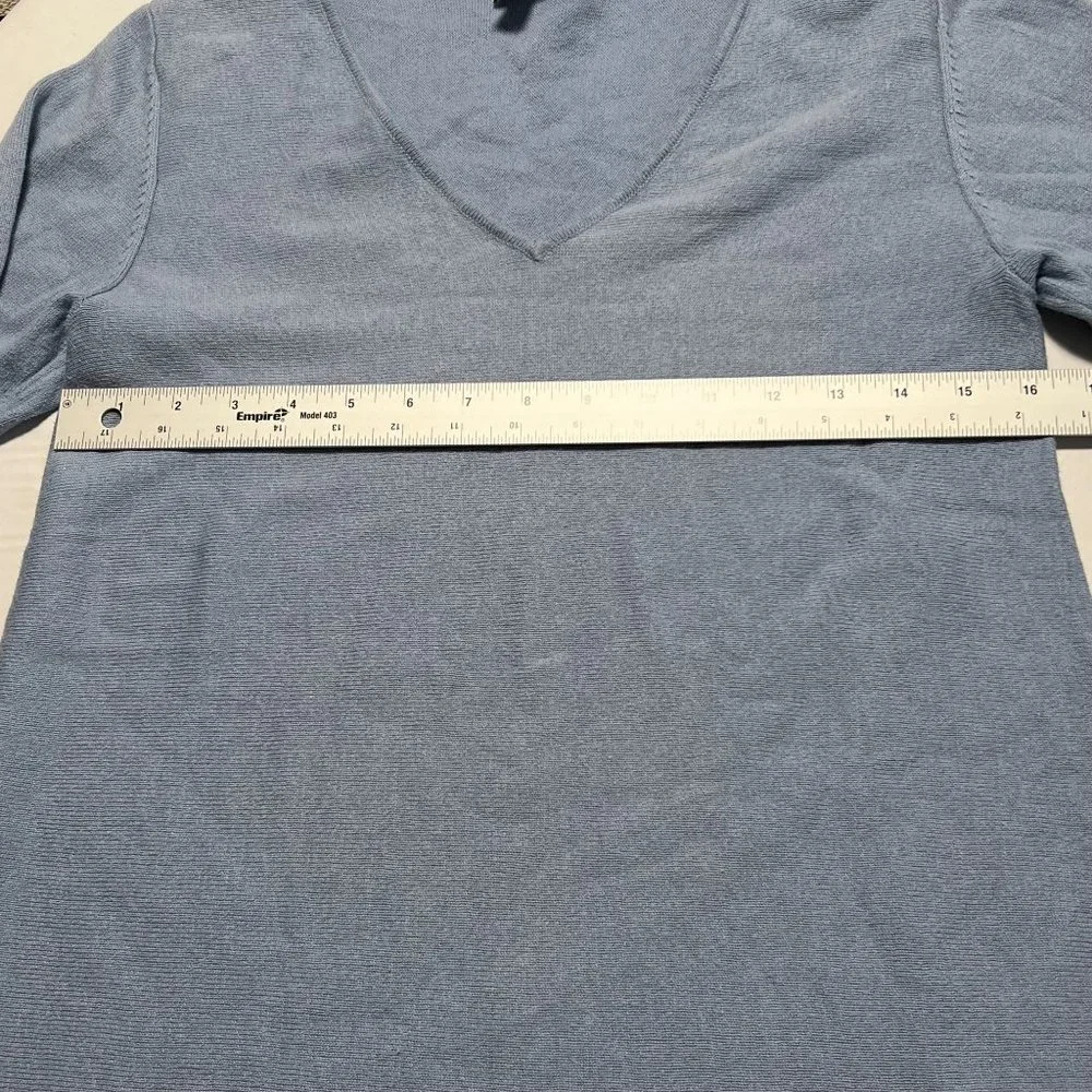 J Jill cotton knit tunic blue small long sleeve womens v neck‎ sweater